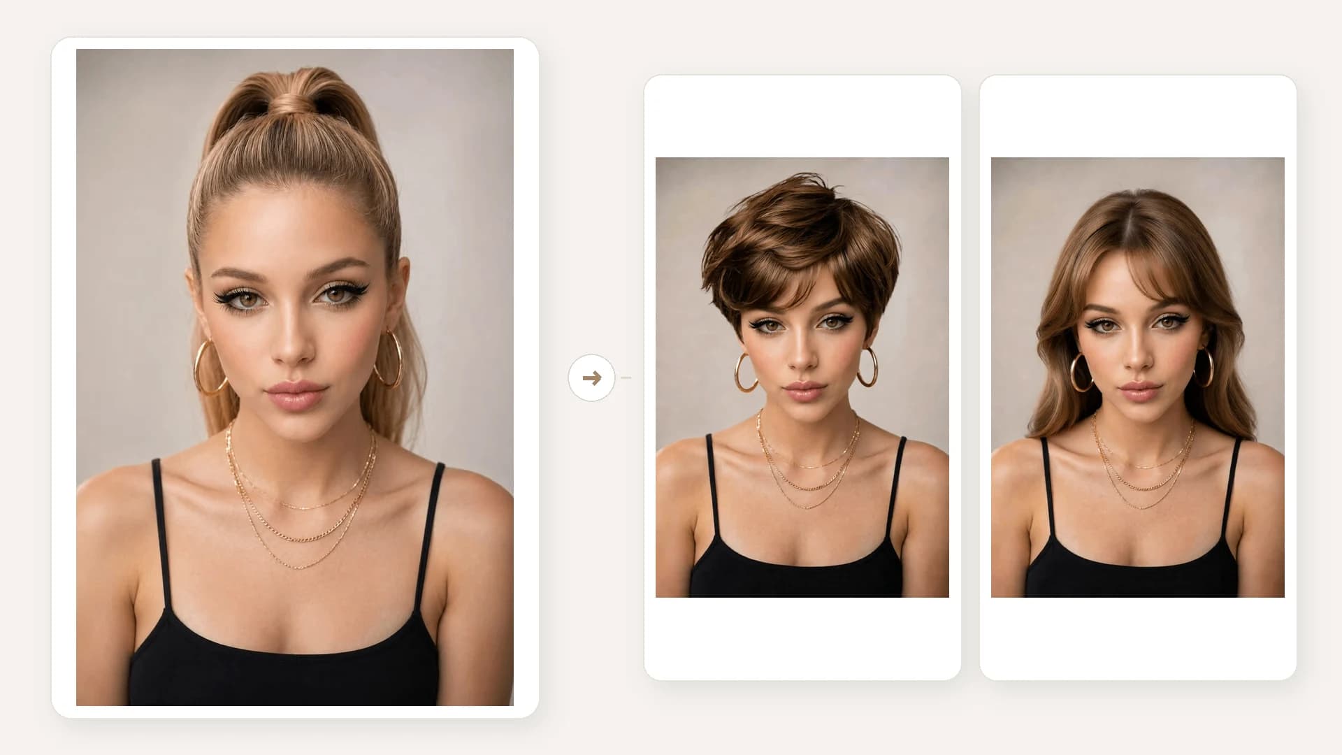 Portrait showing an AI hairstyle change preview