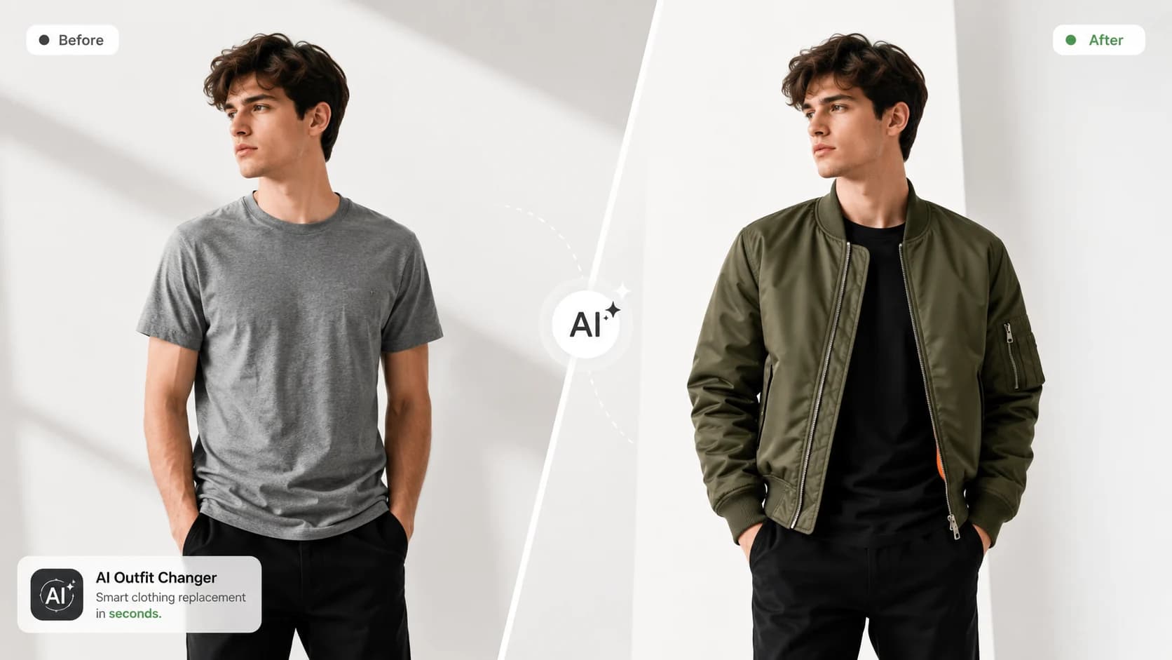 AI outfit preview showing a complete fashion look